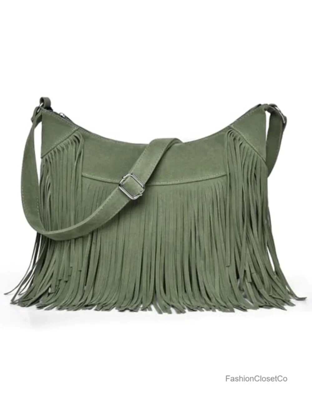 Vintage Suede Fringe Hobo Bag Crossbody Shoulder Bag Tassel Purse